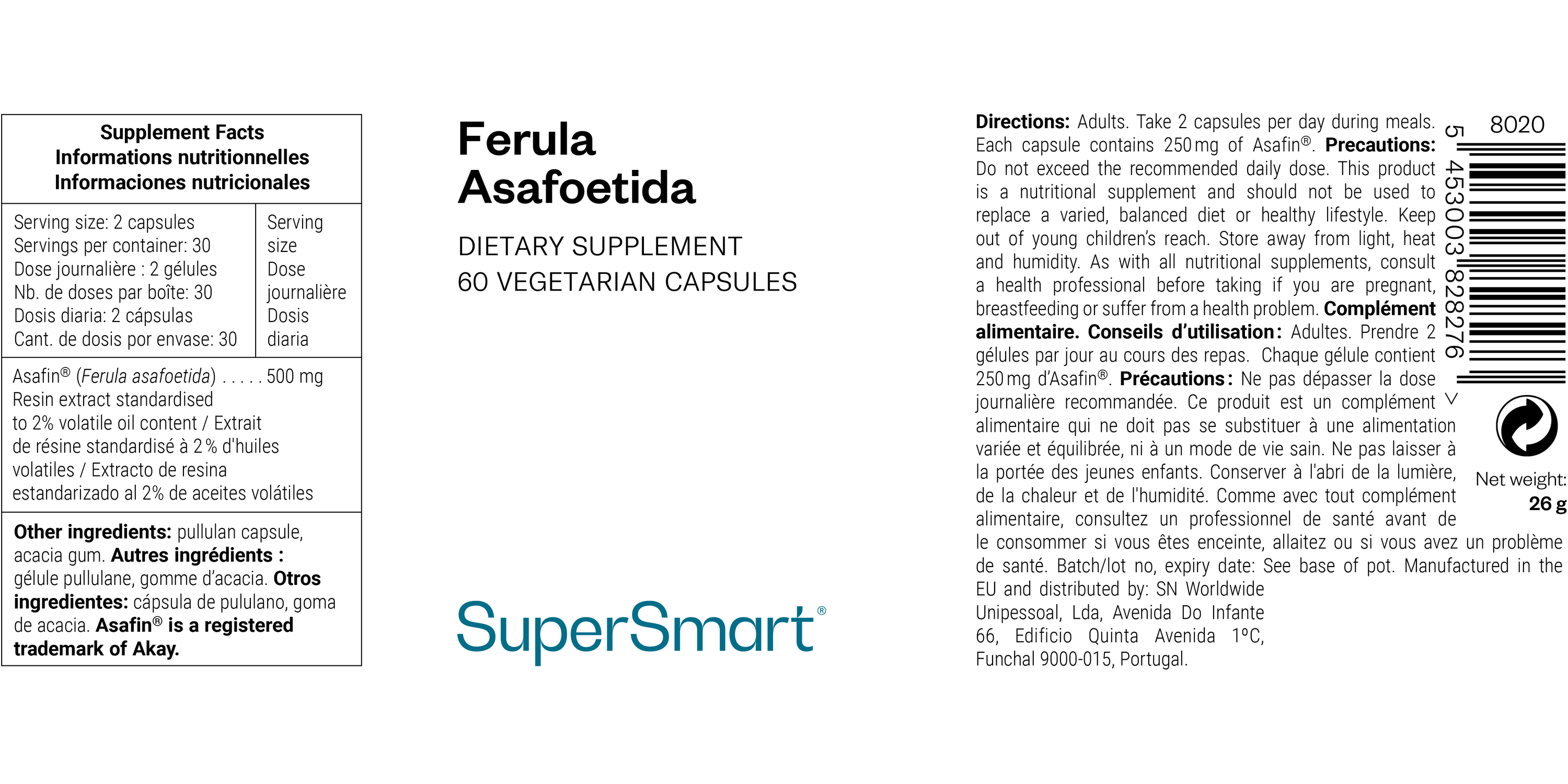 Ferula asafoetida dietary supplement