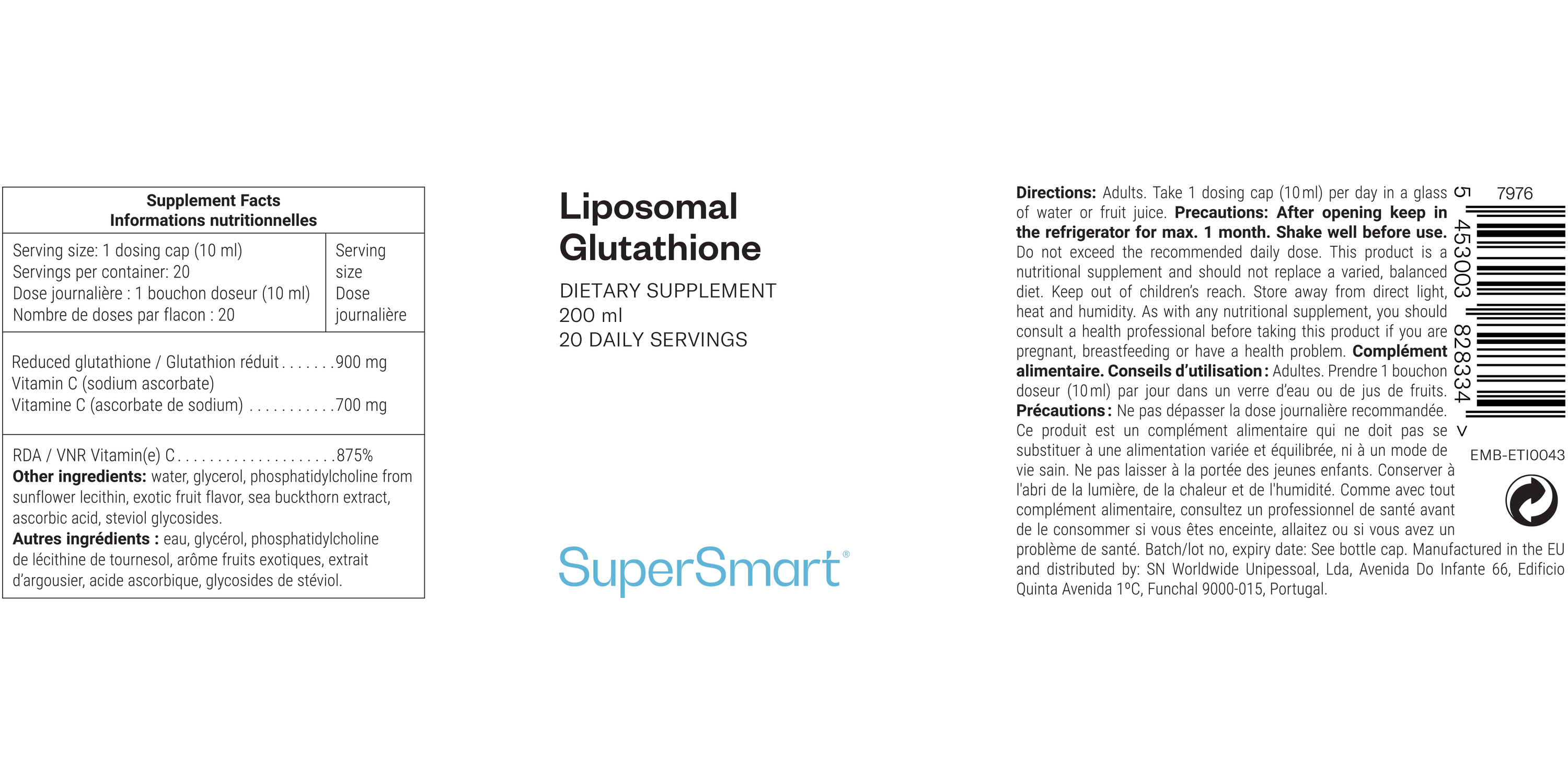 Liquid liposomal glutathione supplement