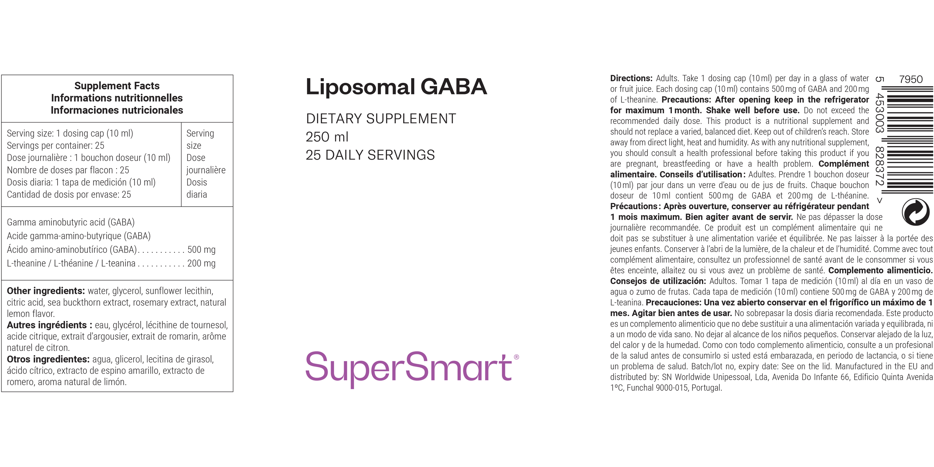 Liposomal GABA supplement with L-theanine