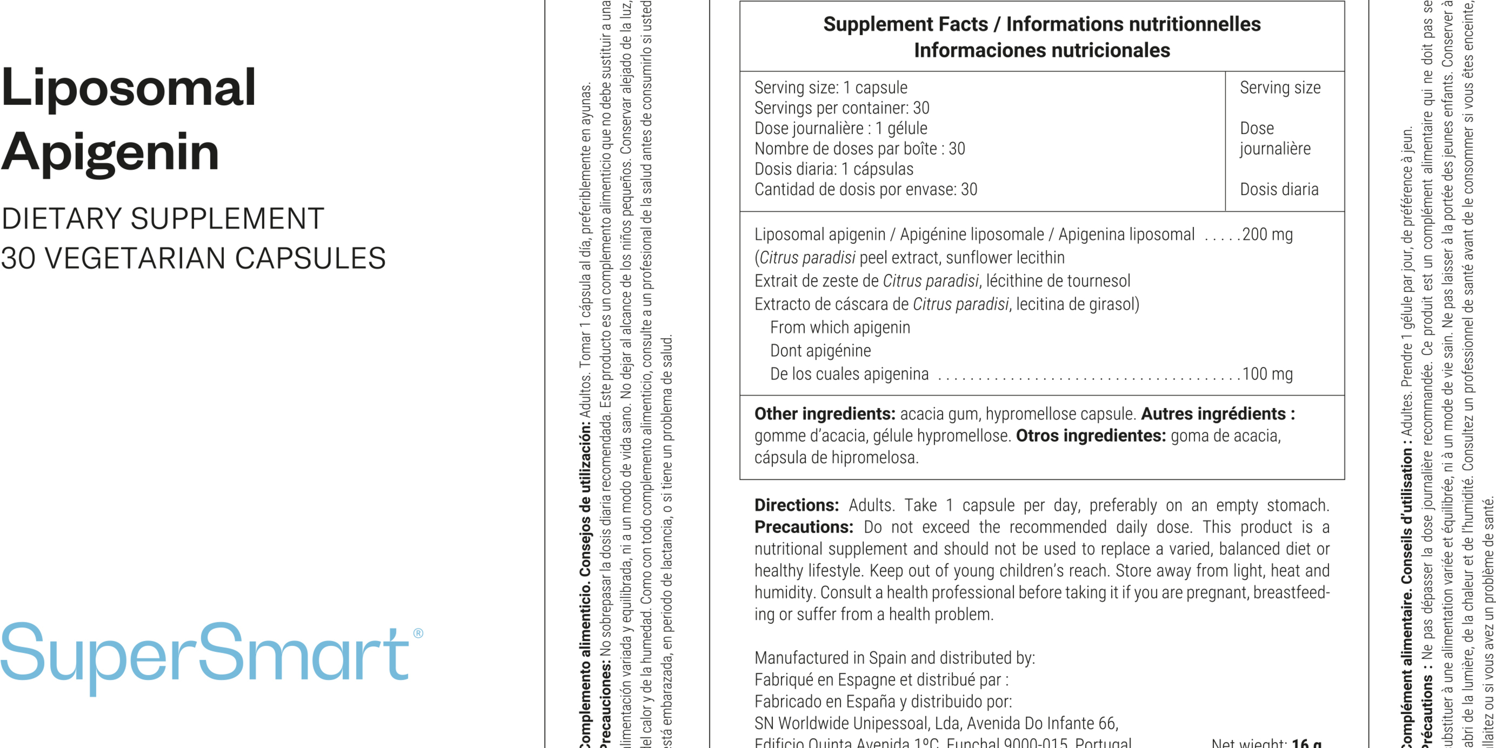Liposomal apigenin food supplement