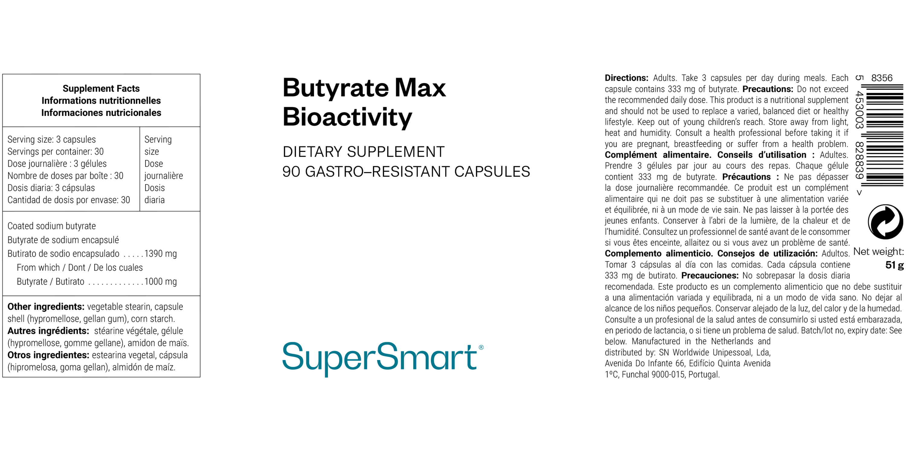 Sodium butyrate food supplement