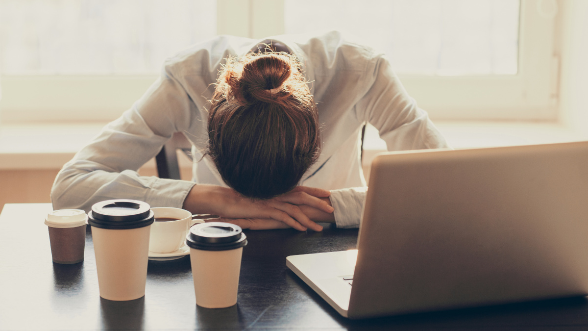 Tired woman at work