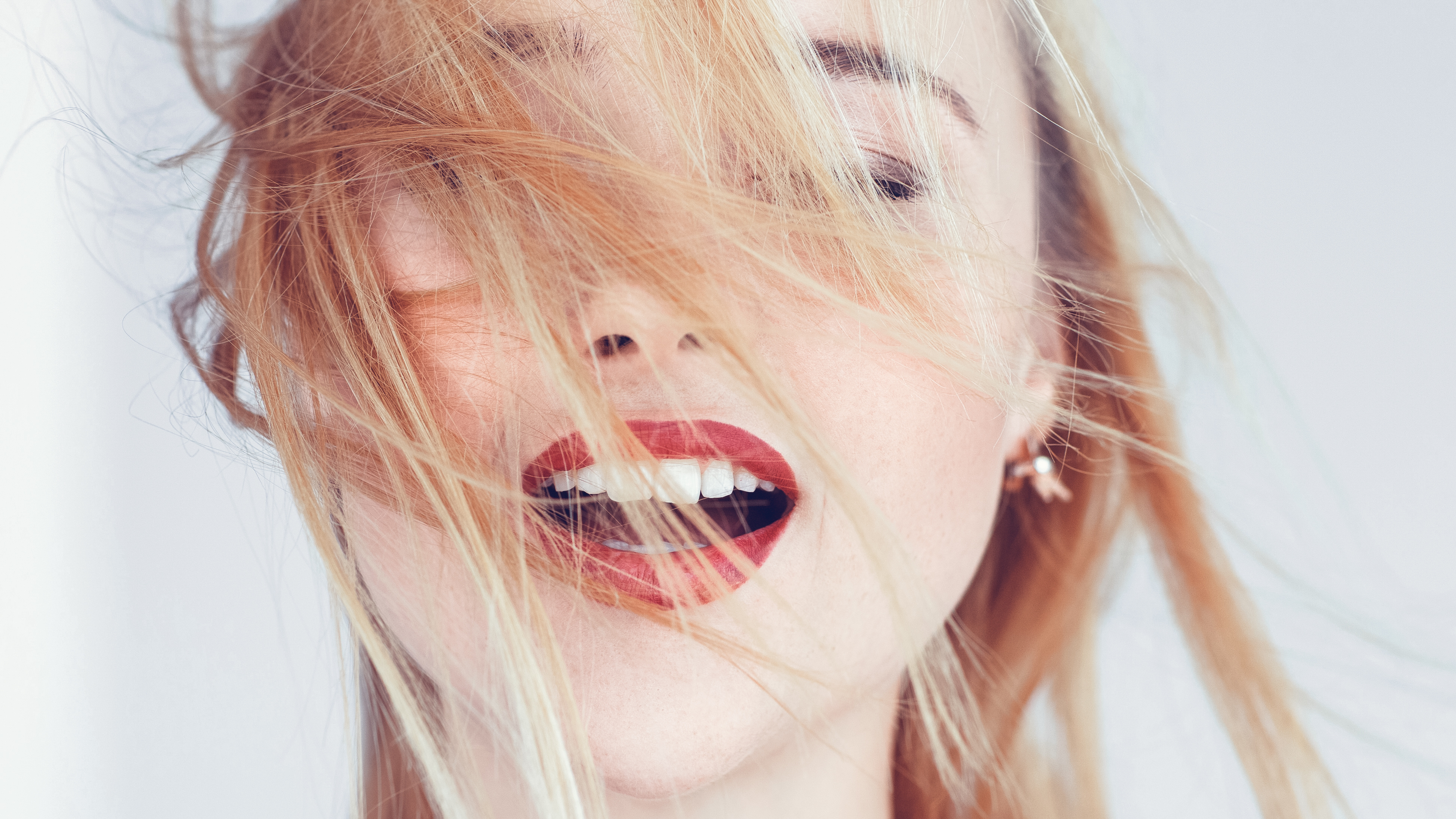 woman looking happy and satisfied